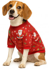 KUTKUT Decorative Stunning Christmas Print Winter Dress for Small Dogs and Cats | Fine Workmanship Fleece Winter Tshirt for ShishTzu, Pug, etc